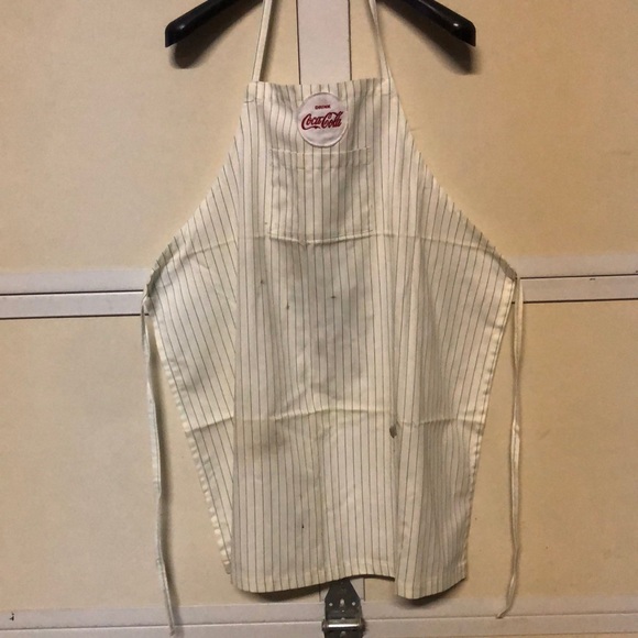 Coke a cola patch Apron pinstriped pockets (paint marks) - Picture 1 of 5